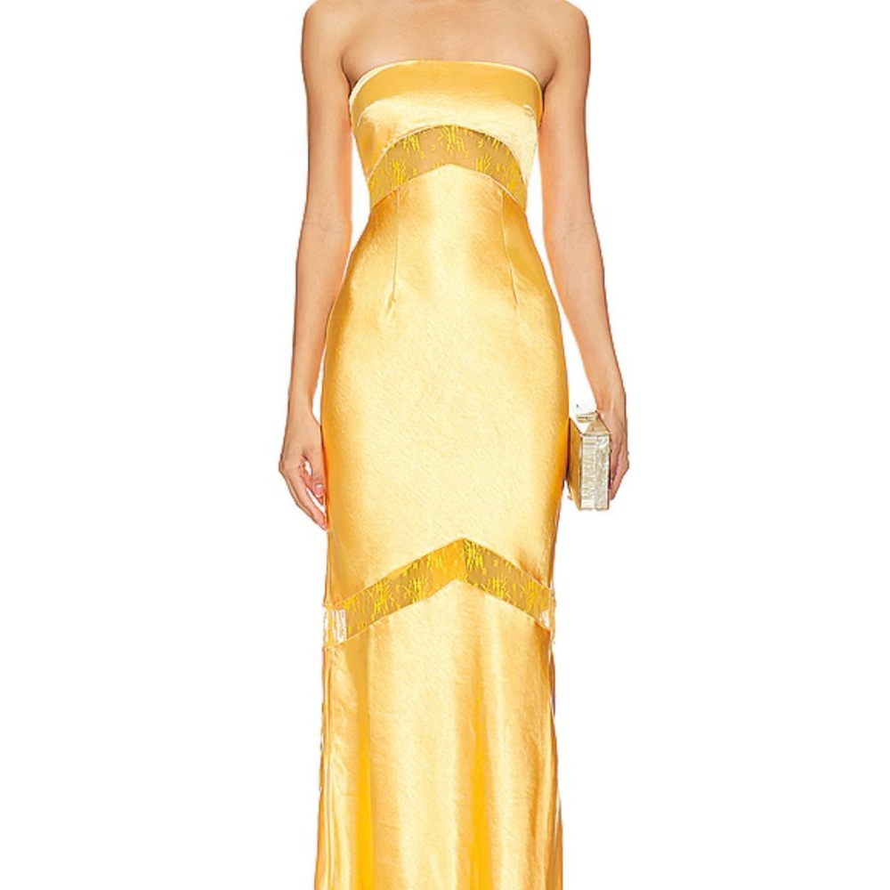 Elegant Yellow Strapless Maxi Dress